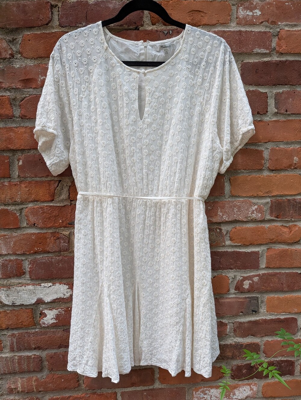 Madewell Cream Eyelet Short Sleeve Dress
